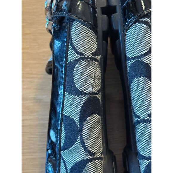 Coach Black & White Signature Canvas & Patent Leather Loafers Pauleen 7 B A0236 - Picture 7 of 11